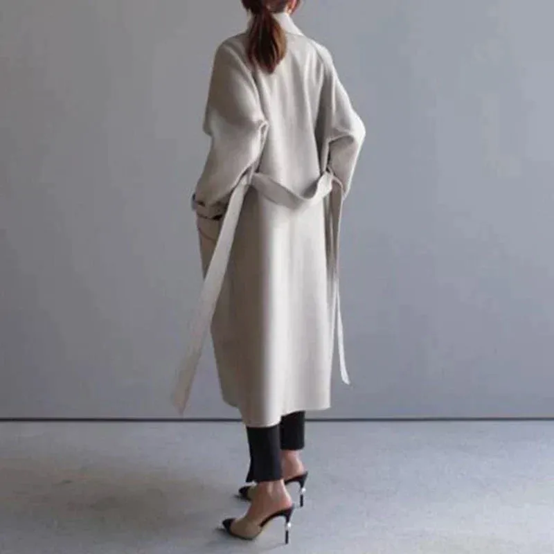 Longline Wool Trench Coat for Women