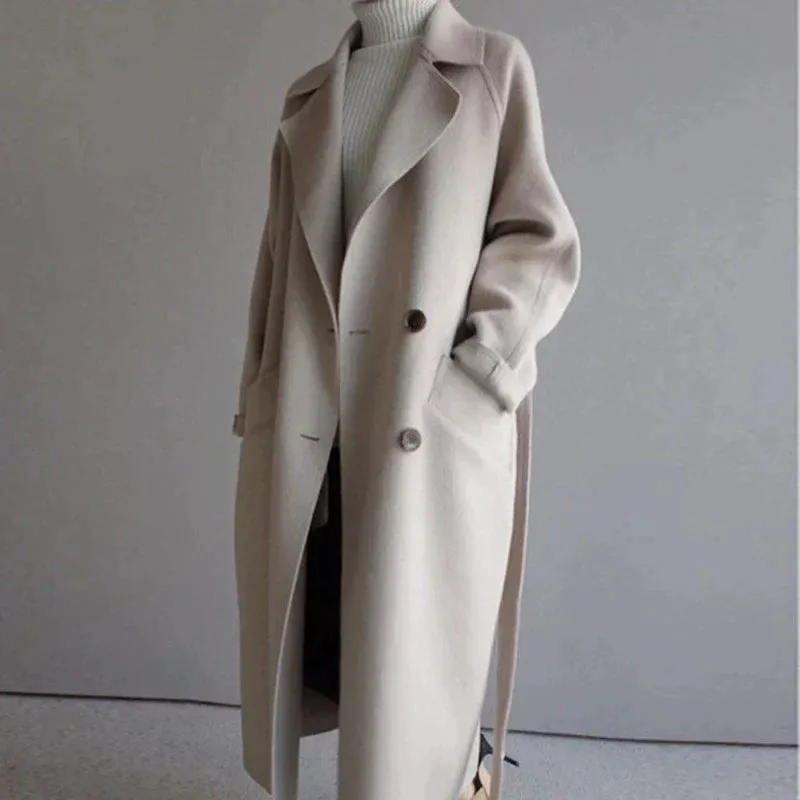 Longline Wool Trench Coat for Women