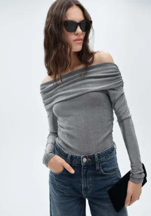 Lurex off-the-shoulder top - Silver