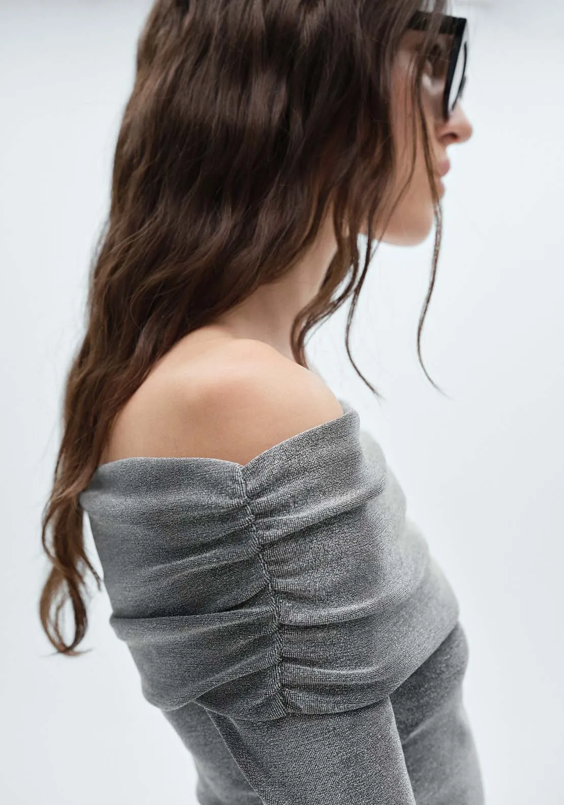 Lurex off-the-shoulder top - Silver