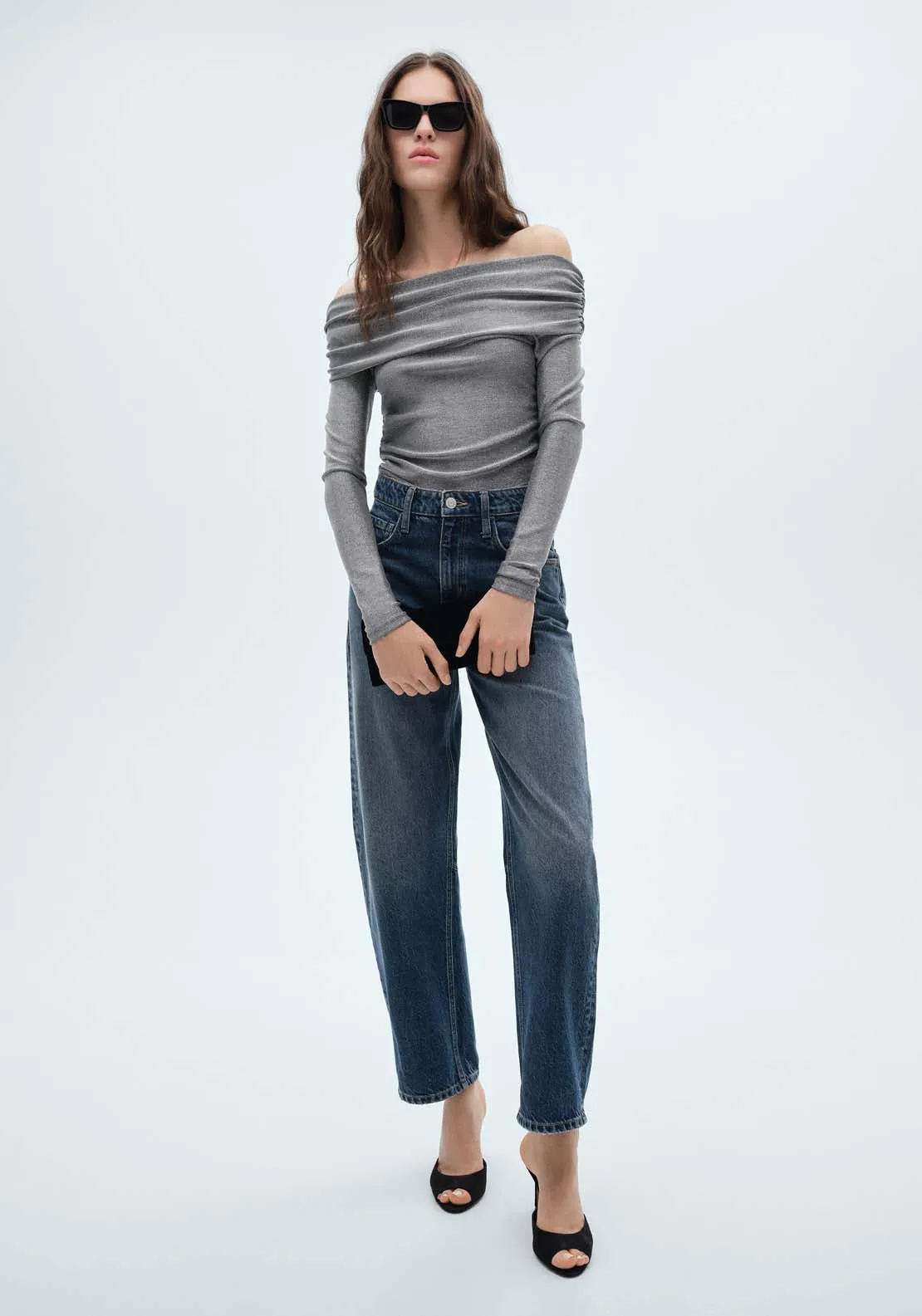 Lurex off-the-shoulder top - Silver