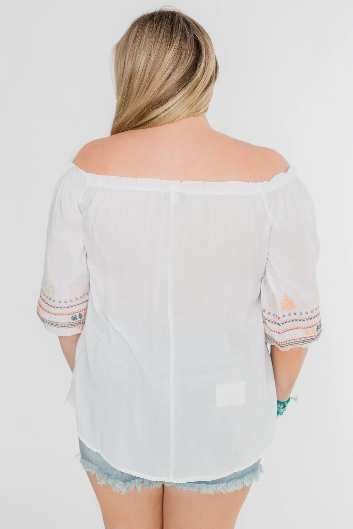 Lyric to My Heart Off The Shoulder Embroider Top- Ivory