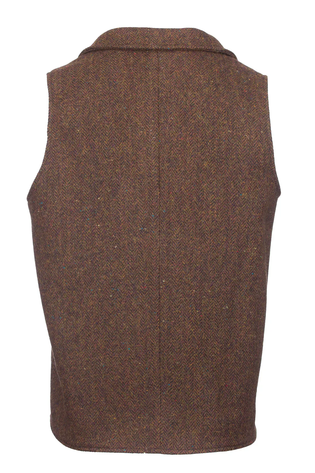 Man Of Aran Brown Herringbone Tweed Waistcoat & Vest