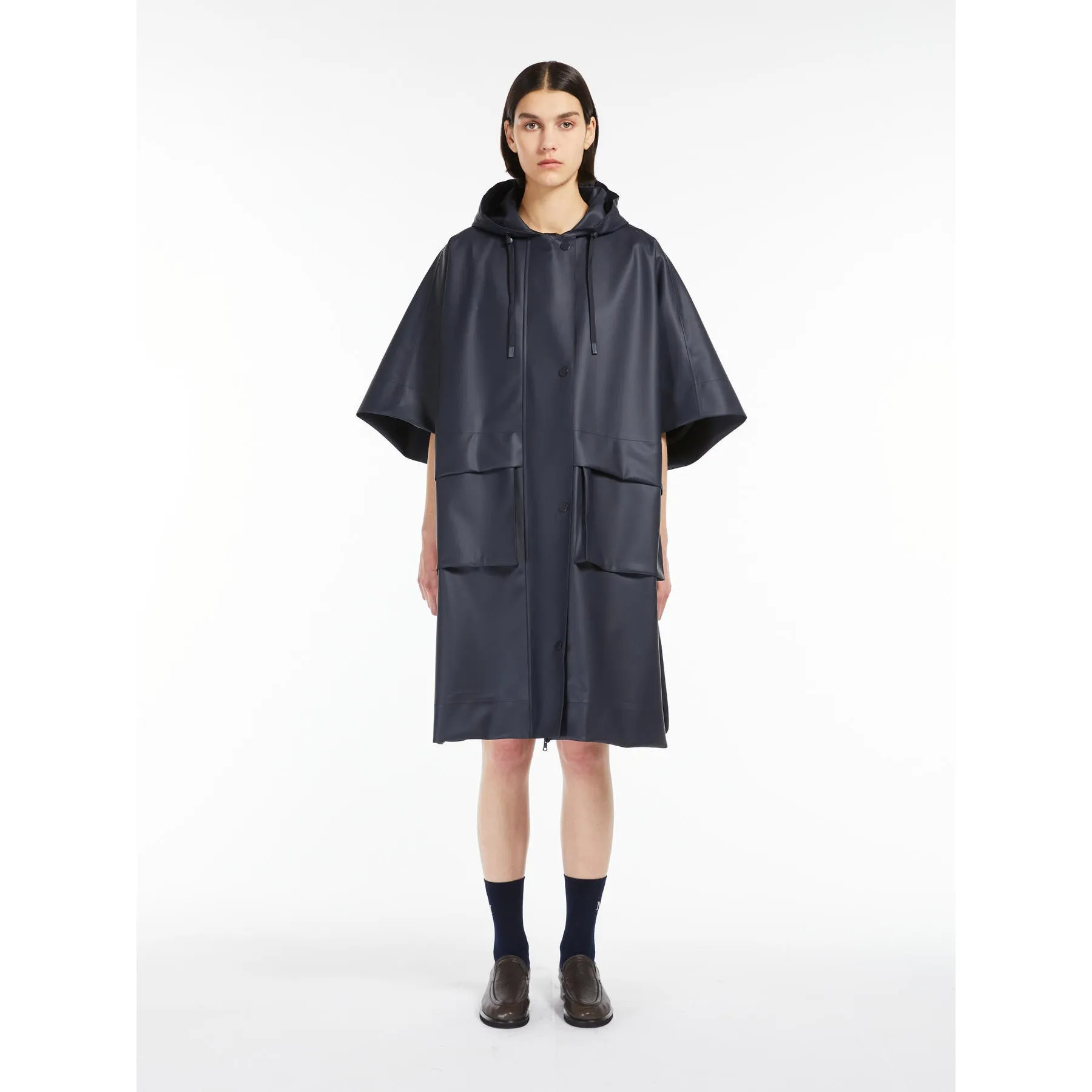 Max Mara MM Navy Carina Poncho Coat