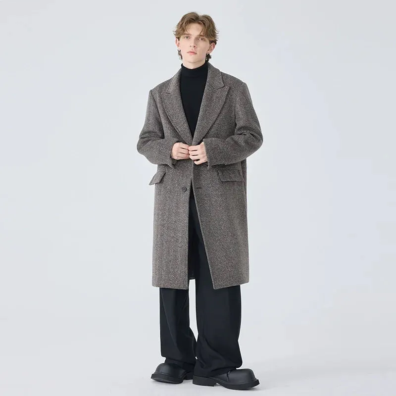 Men's Herringbone Wool Coat