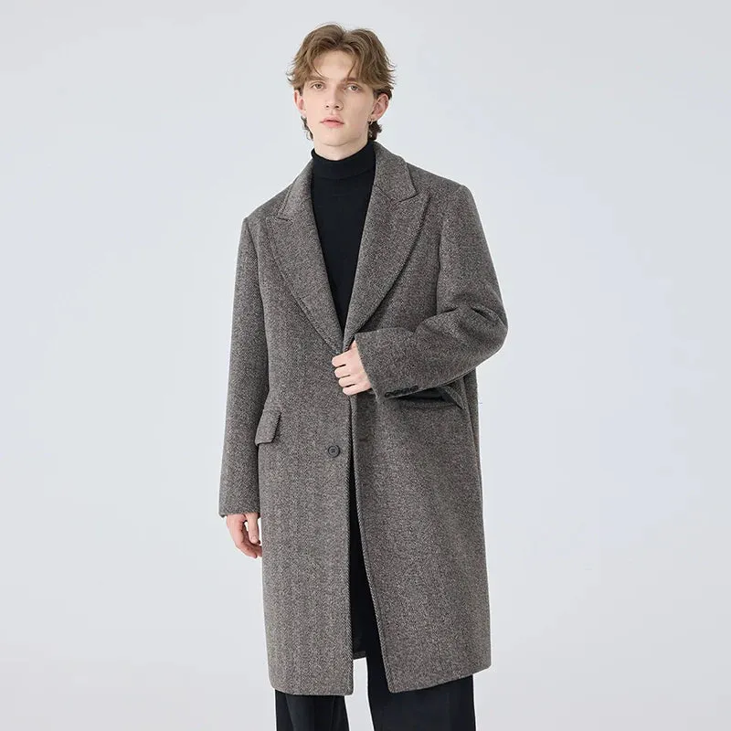 Men's Herringbone Wool Coat