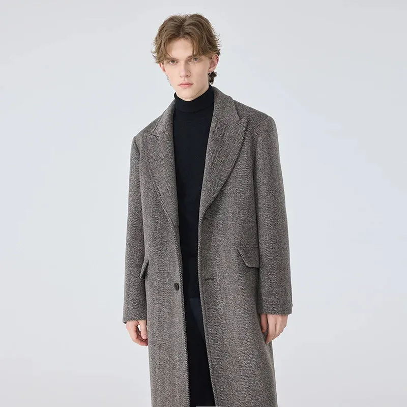 Men's Herringbone Wool Coat