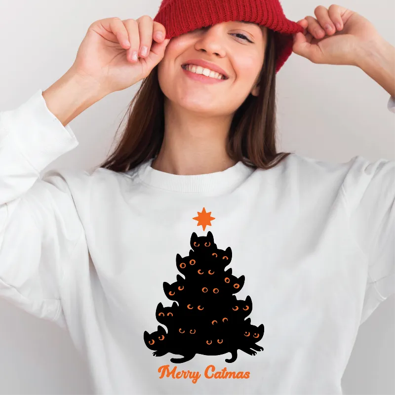 Merry Catmas Christmas Tree Sweatshirt
