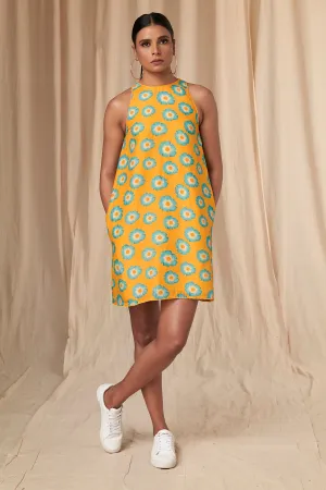 Mindy classic yellow halter neck dress