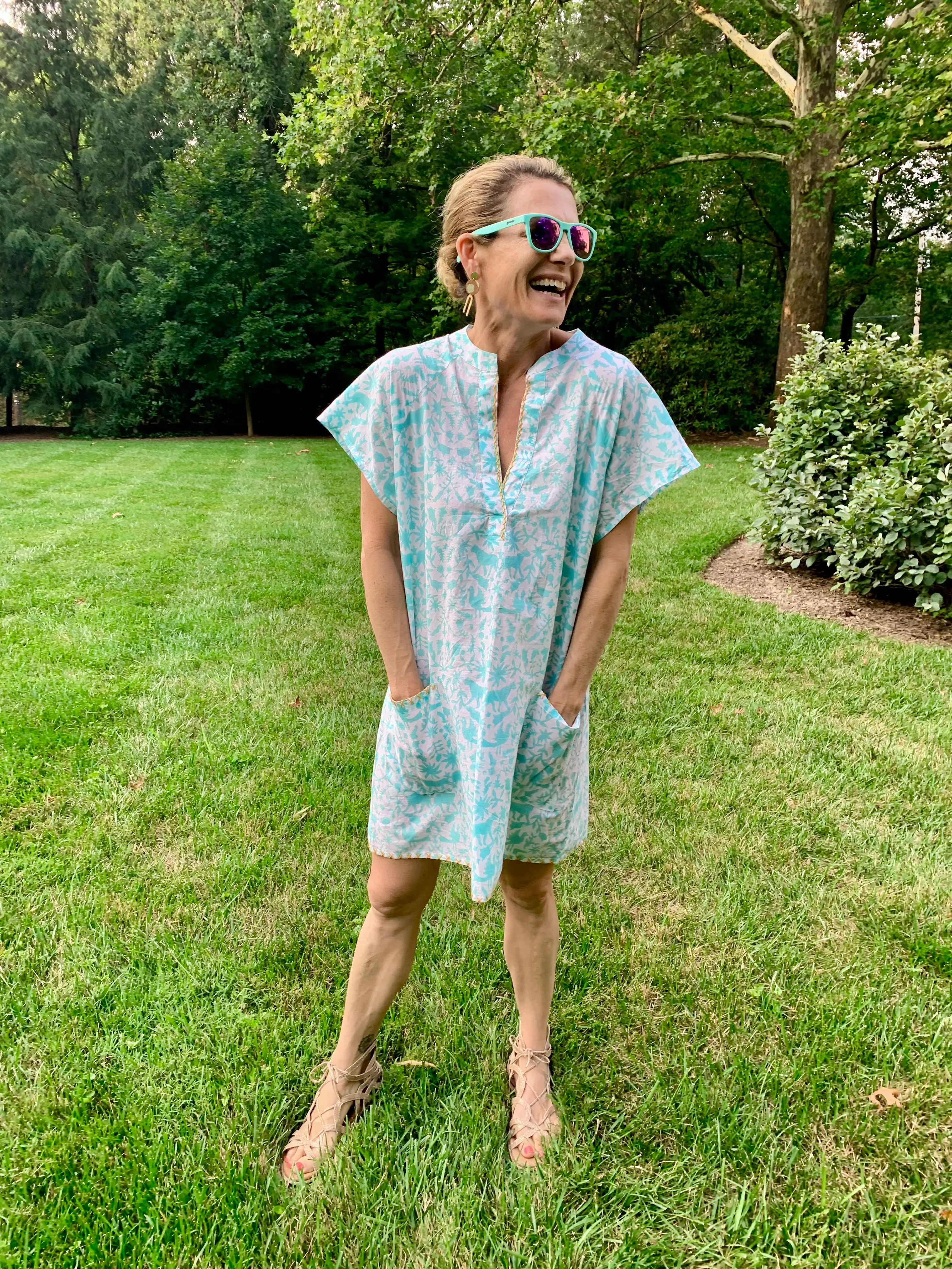 Mint Jaguar Sundress / Short Kaftan