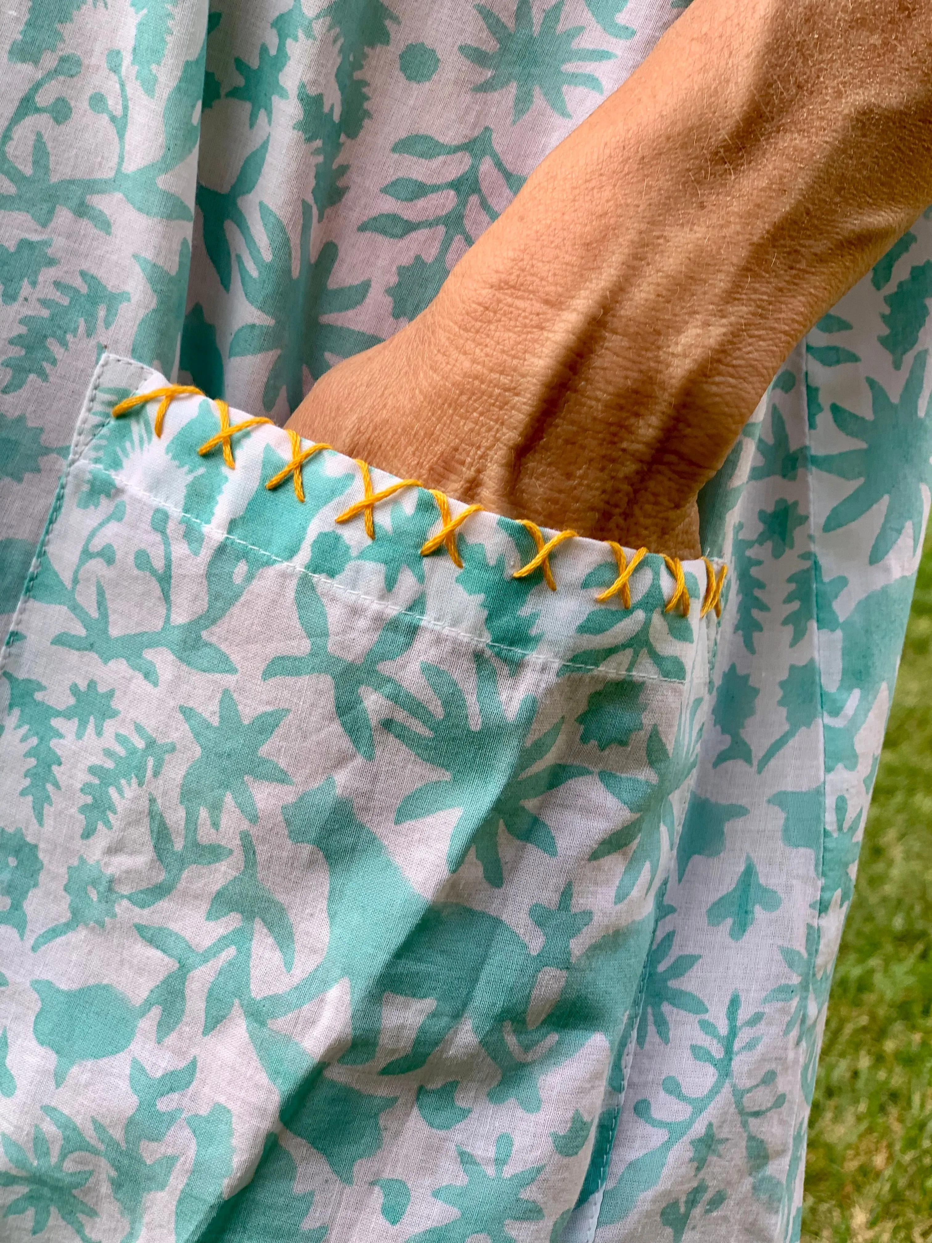 Mint Jaguar Sundress / Short Kaftan