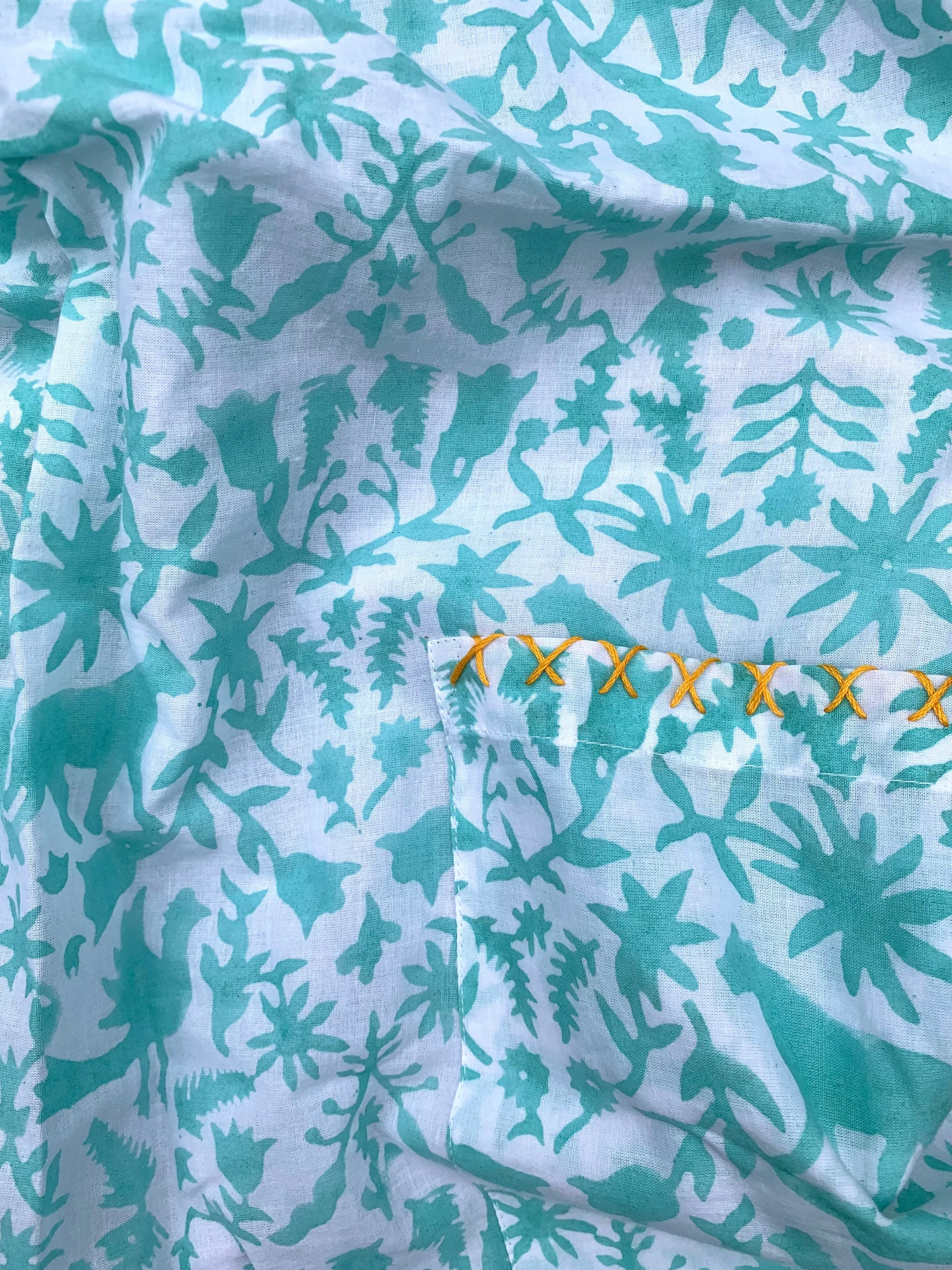 Mint Jaguar Sundress / Short Kaftan
