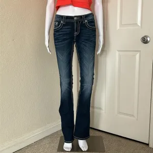 Miss Me Dark wash jeans cross embellishments signature rise boot cut jeans - 27