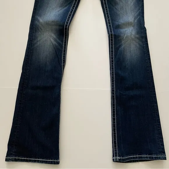 Miss Me Dark wash jeans cross embellishments signature rise boot cut jeans - 27