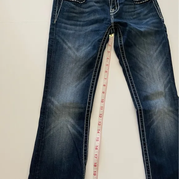 Miss Me Dark wash jeans cross embellishments signature rise boot cut jeans - 27