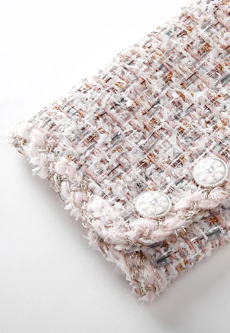 Mixed Tweed Embellished-button Cropped Jacket