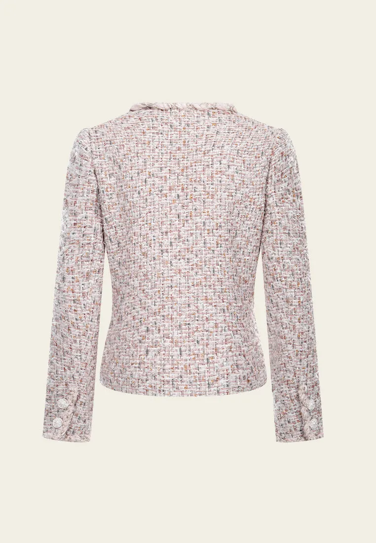 Mixed Tweed Embellished-button Cropped Jacket