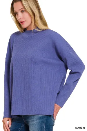 MOCK NECK DROP SHOULDER SWEATER