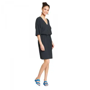 Mossimo Women's Double V-Neck Crinkle Shift Dress with Waist Tie