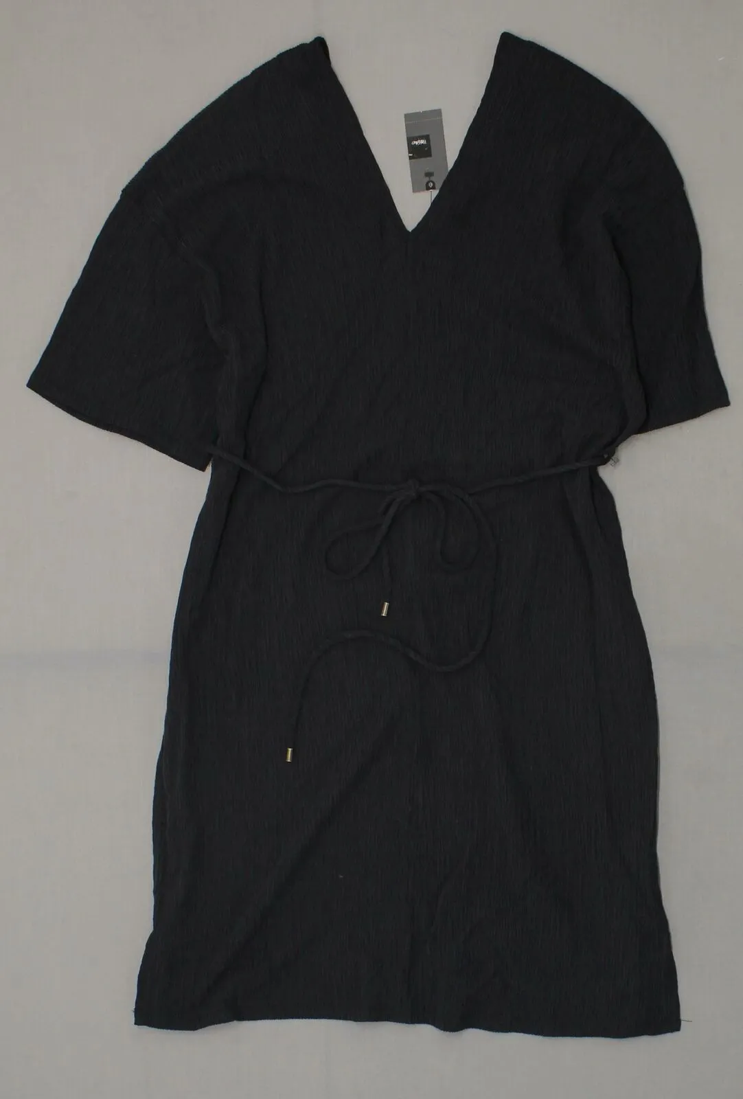 Mossimo Women's Double V-Neck Crinkle Shift Dress with Waist Tie