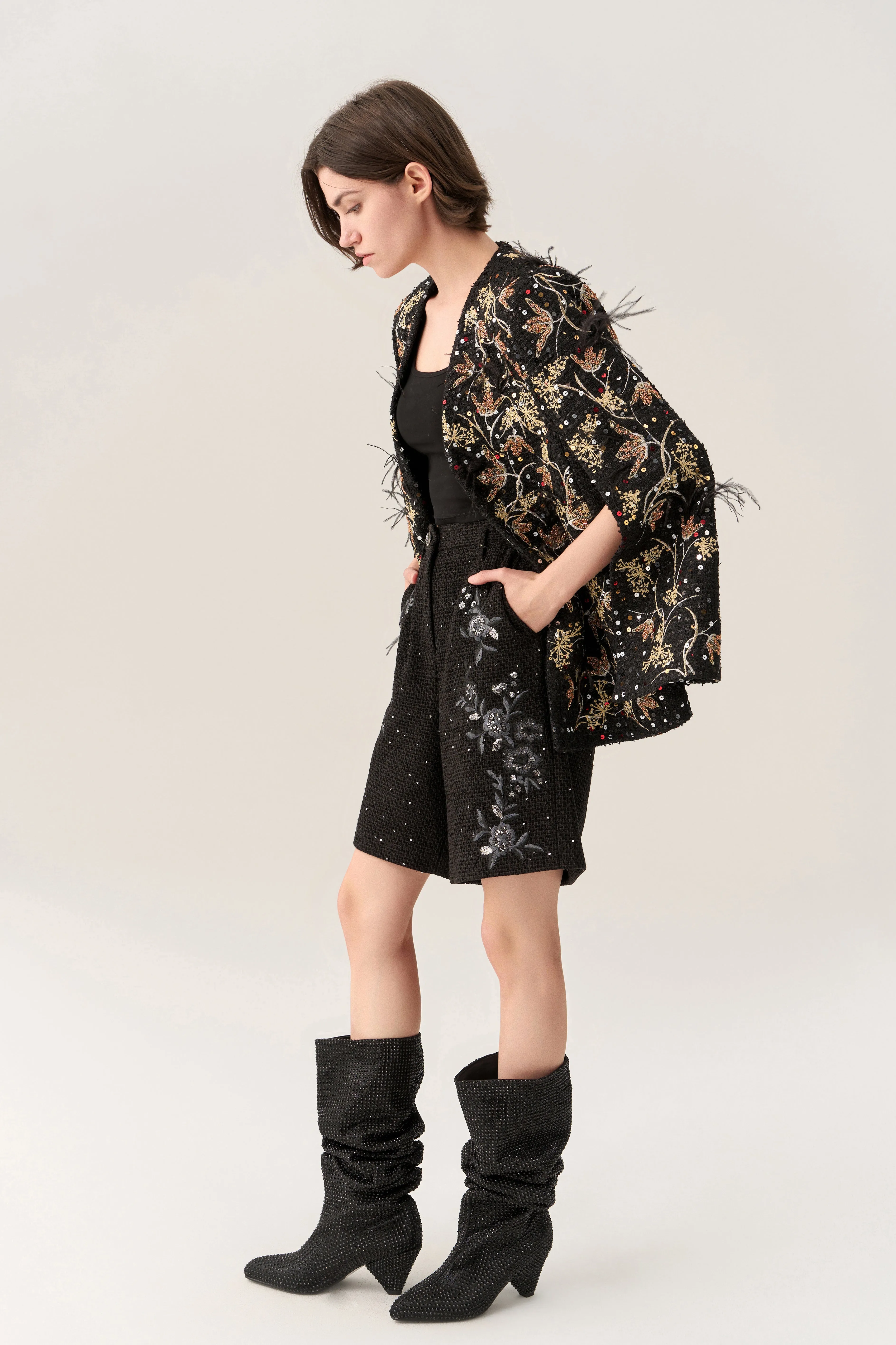 Motif-embroidered Prestige Luxe Oriental Cape