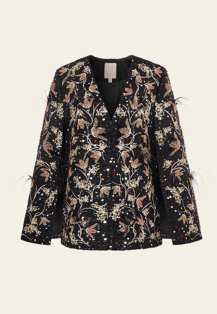 Motif-embroidered Prestige Luxe Oriental Cape