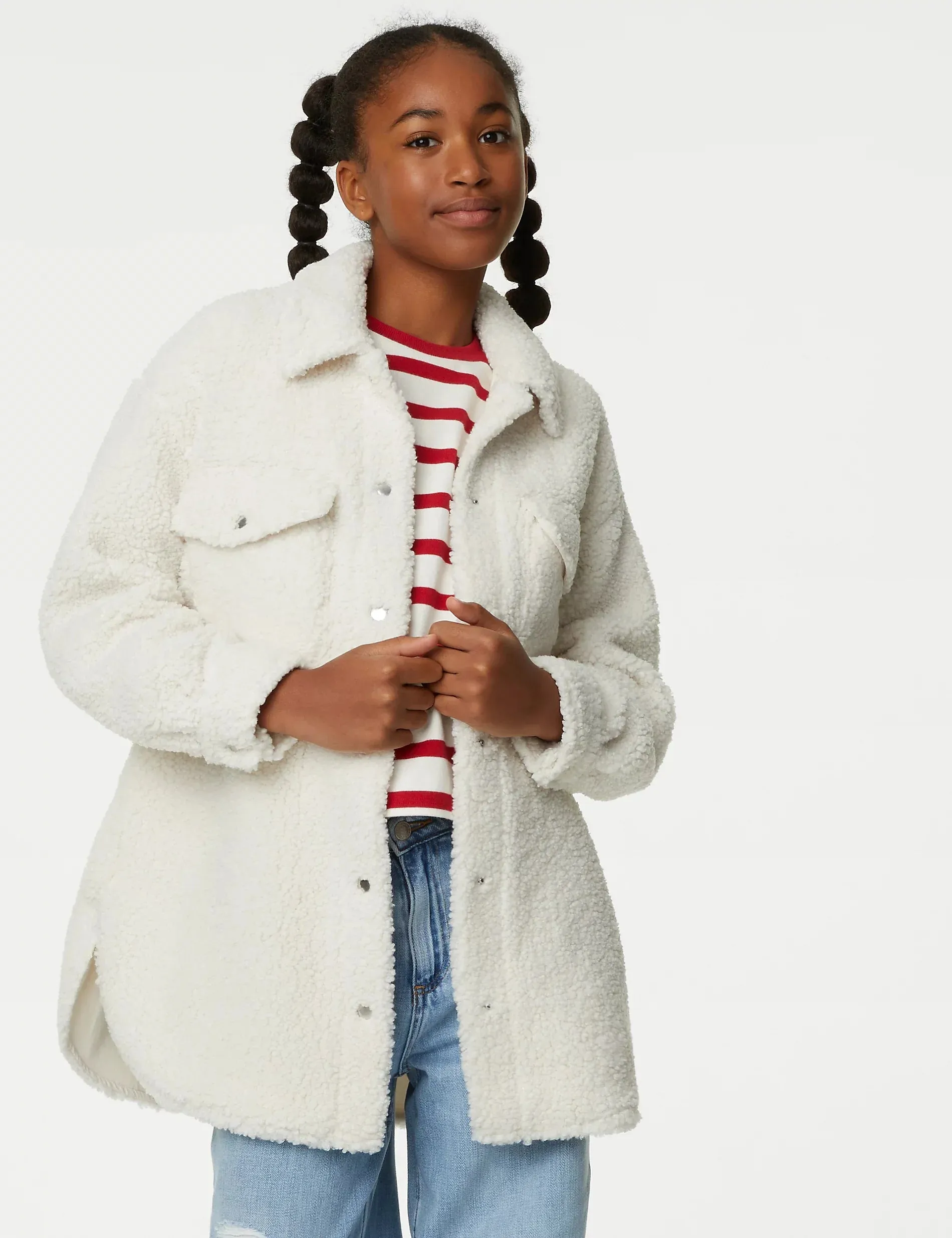 MS Borg Longline Shacket Coat Jacket 12731