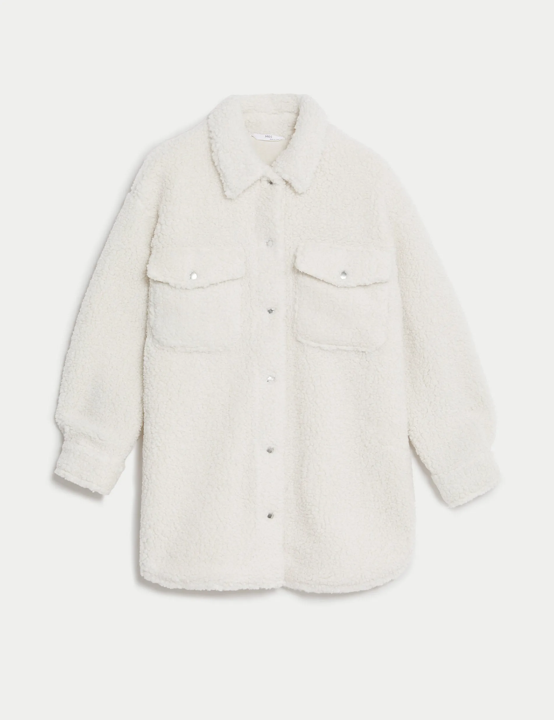 MS Borg Longline Shacket Coat Jacket 12731