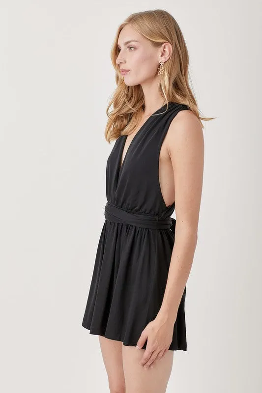 Mustard Seed Junior HALTER NECK WAIST BANDED KNIT ROMPER