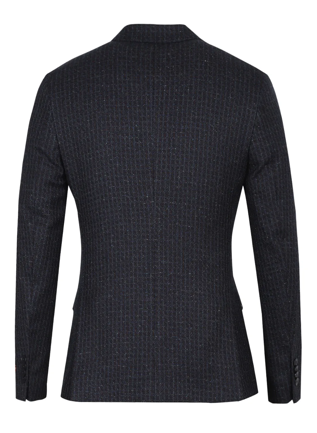 Navy Blue Tweed Notch Collar Jacket