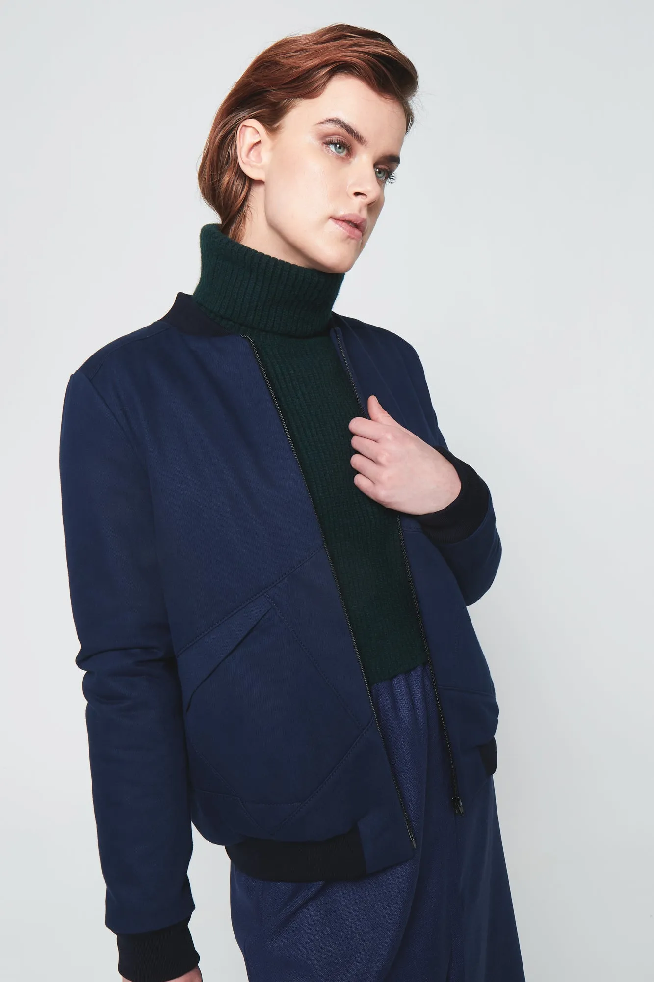 Navy Wool Bomber