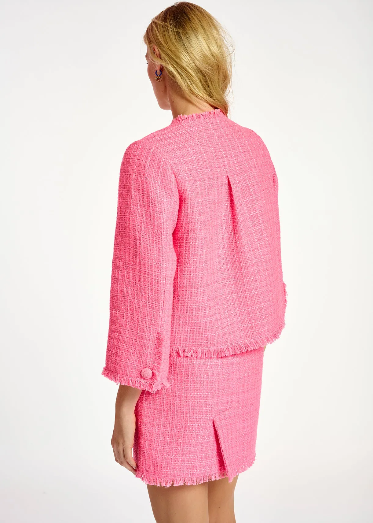 Neon pink tweed jacket
