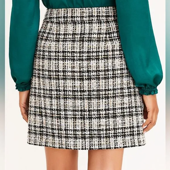 NEW LOFT Ann Taylor Tweed Shimmer Shift Skirt