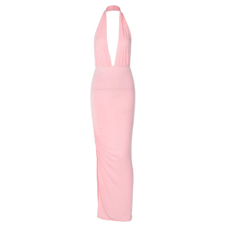 Nikki Deep V Neck Sexy Maxi Dress