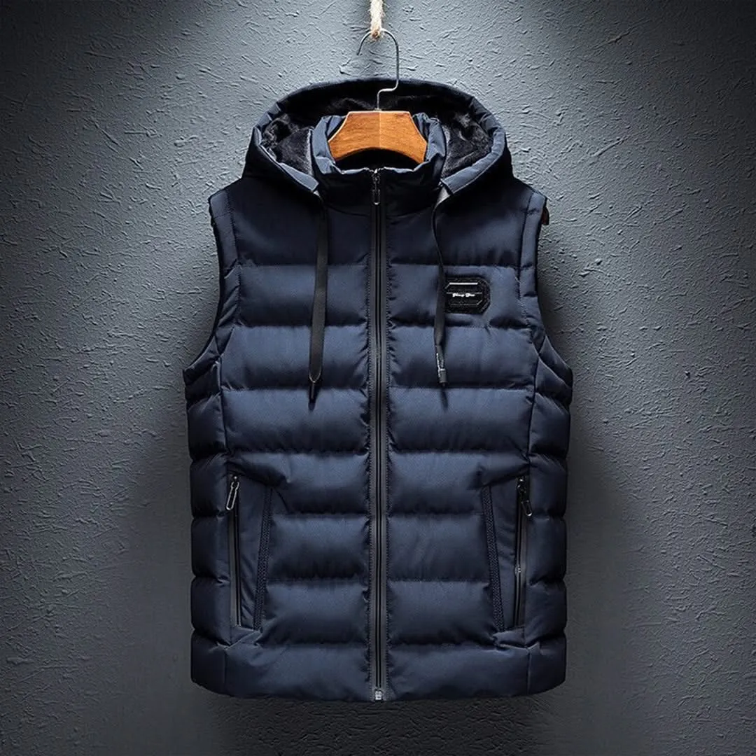 Noah | Trendy Long Sleeveless Hooded Vest for Men