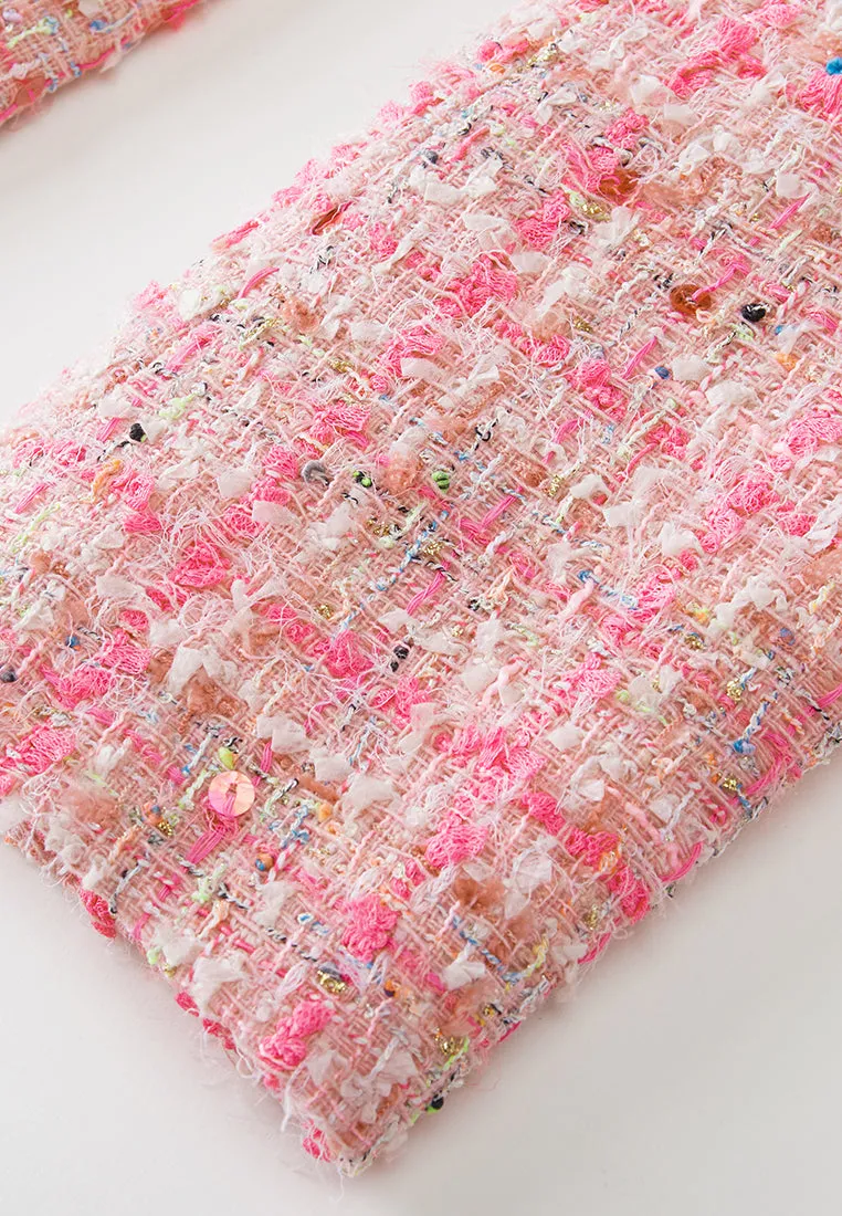 Notched-lapel Double-breasted Checked Sequin-detail Jacket