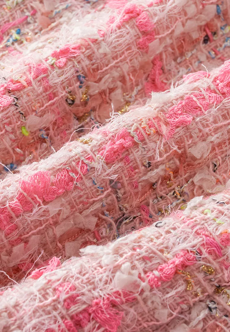 Notched-lapel Double-breasted Checked Sequin-detail Jacket