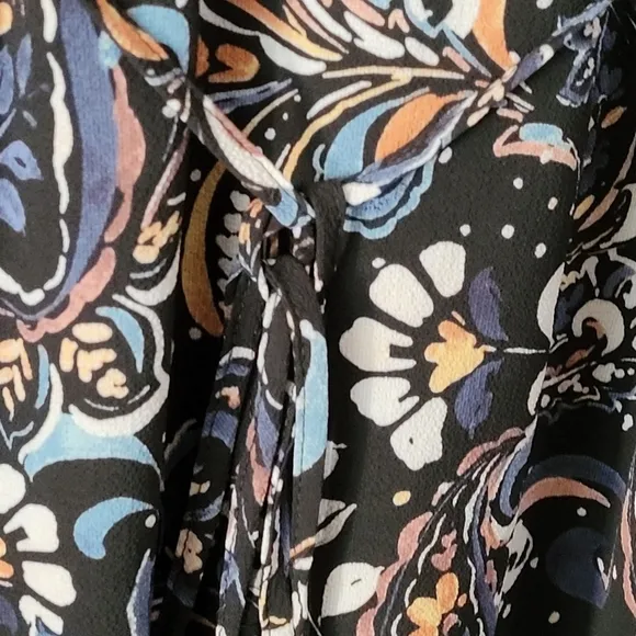 NWT Vince Camuto Printed Balloon-Sleeve Belted Dress Black Multi Size 8/M