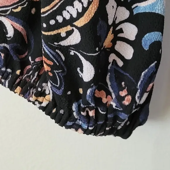 NWT Vince Camuto Printed Balloon-Sleeve Belted Dress Black Multi Size 8/M