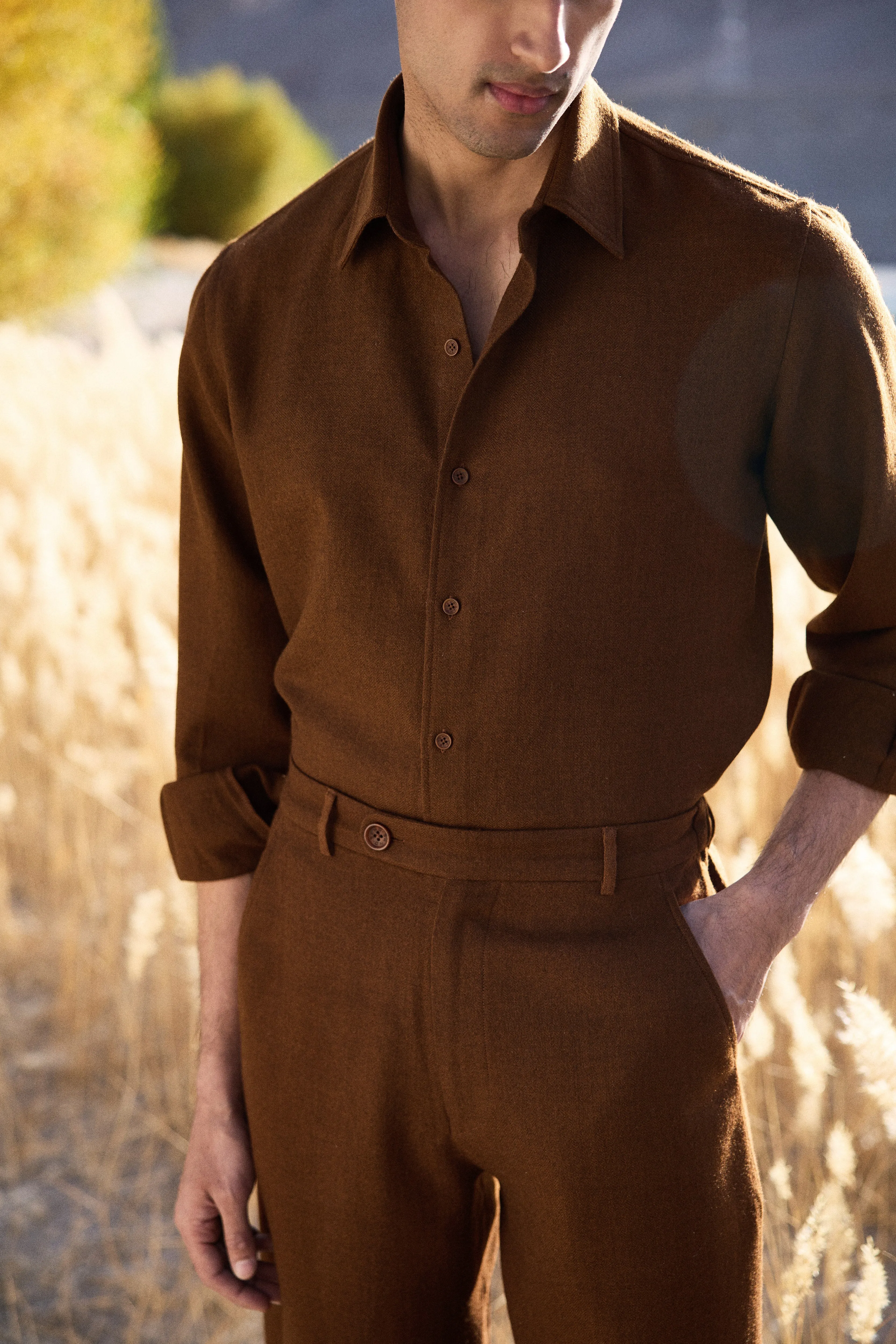 Nyoma Woollen Shirt - Man & Nyoma Woollen Pants  - Man (Maple)