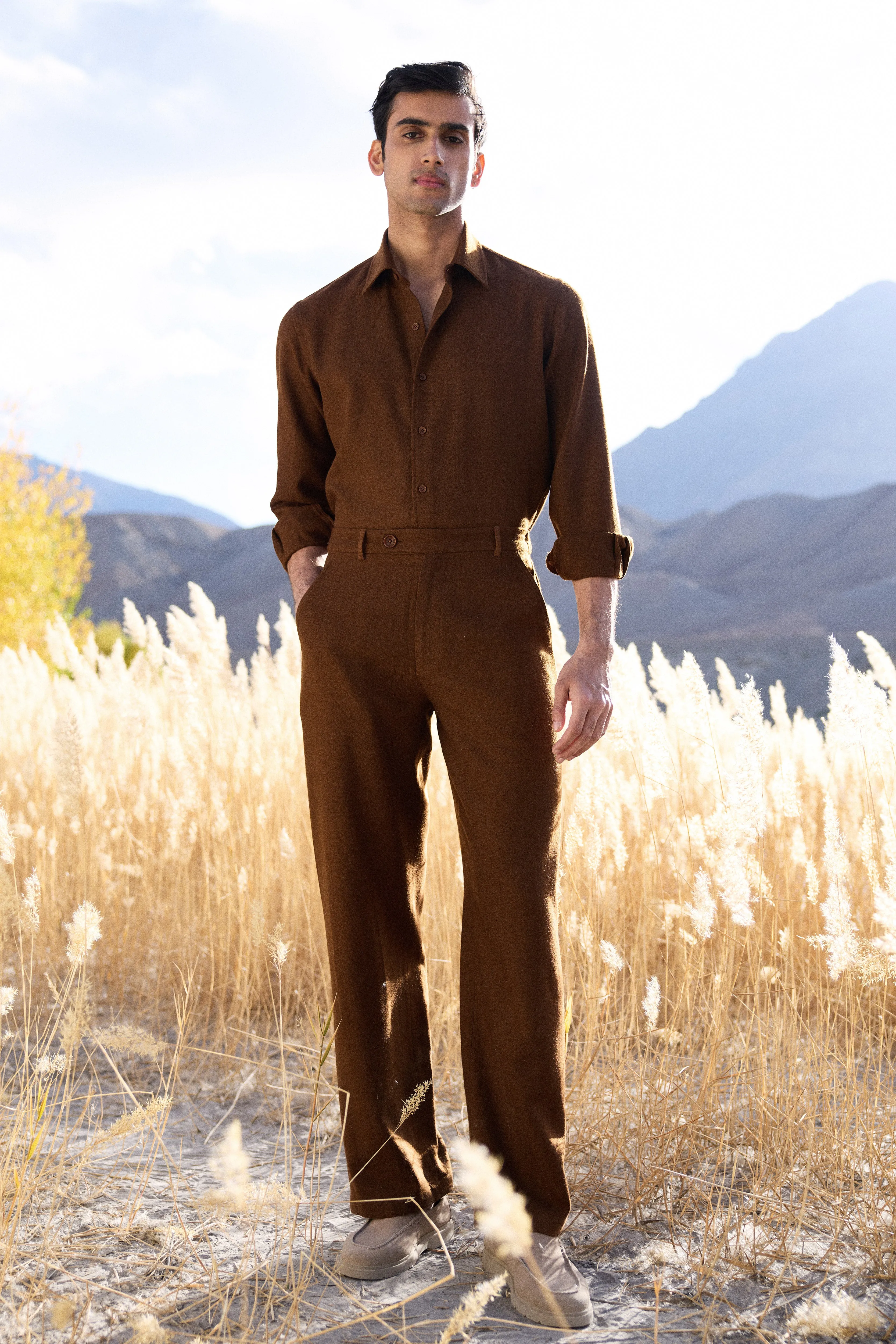 Nyoma Woollen Shirt - Man & Nyoma Woollen Pants  - Man (Maple)
