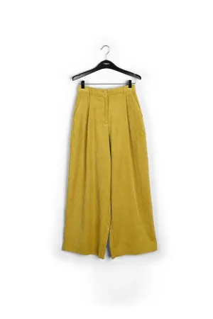 Ochre wide-leg corduroy pants