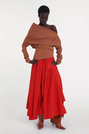 Off Shoulder Asymmetric Longsleeve Top Ginger