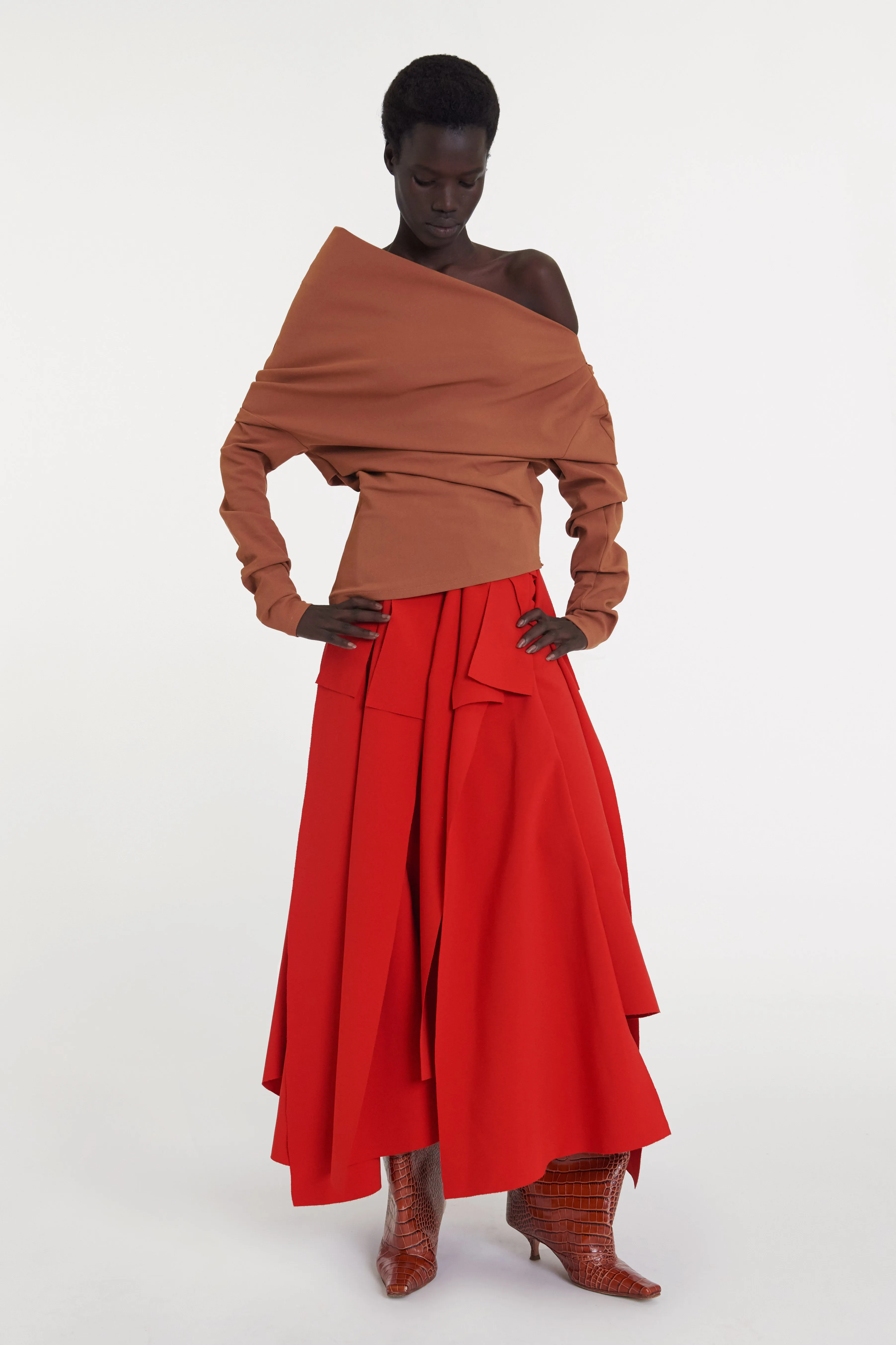 Off Shoulder Asymmetric Longsleeve Top Ginger