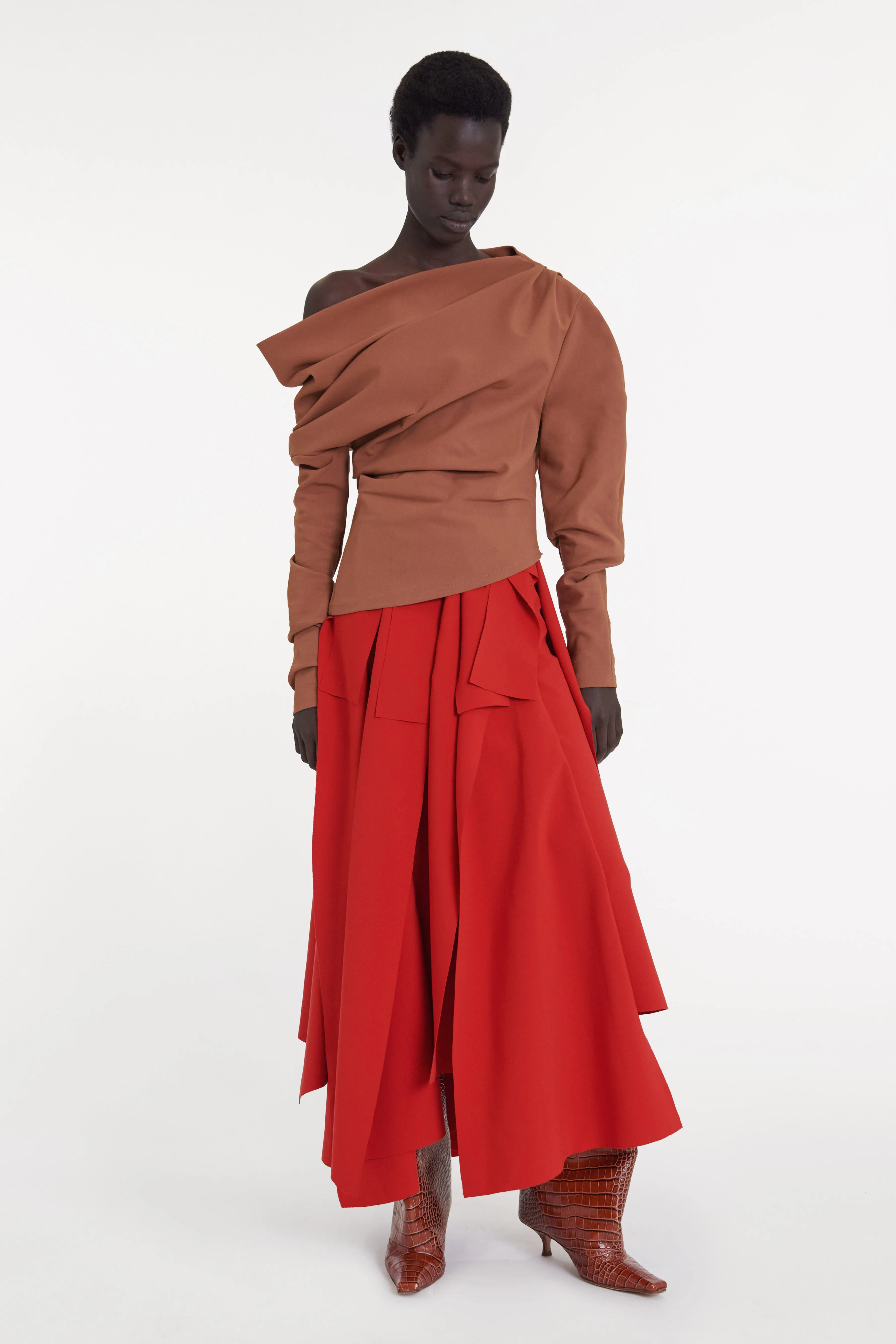 Off Shoulder Asymmetric Longsleeve Top Ginger