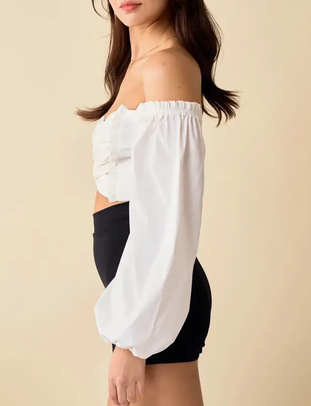 Off Shoulder Cropped Wrap Top