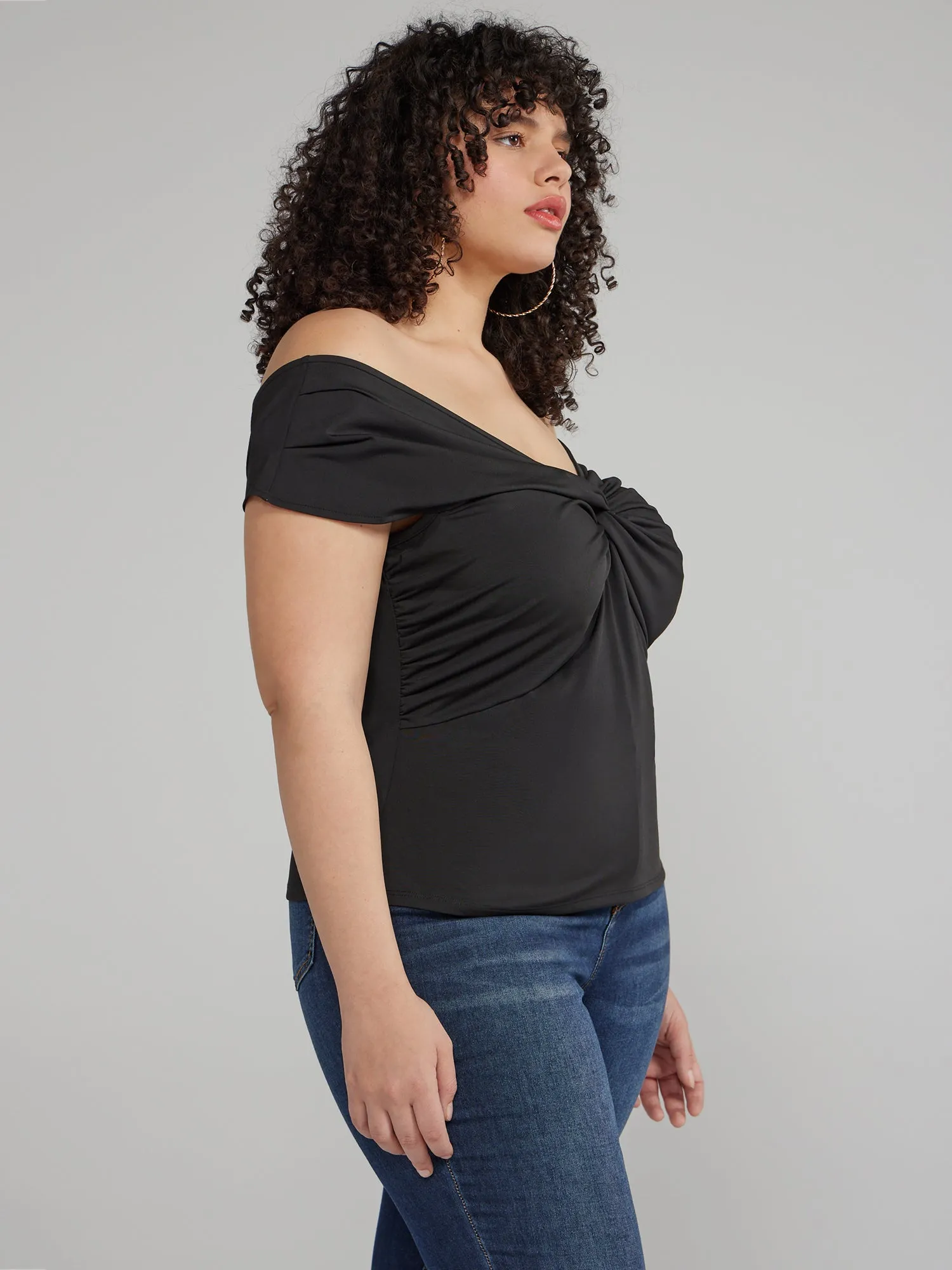 Off Shoulder Knot Front Top