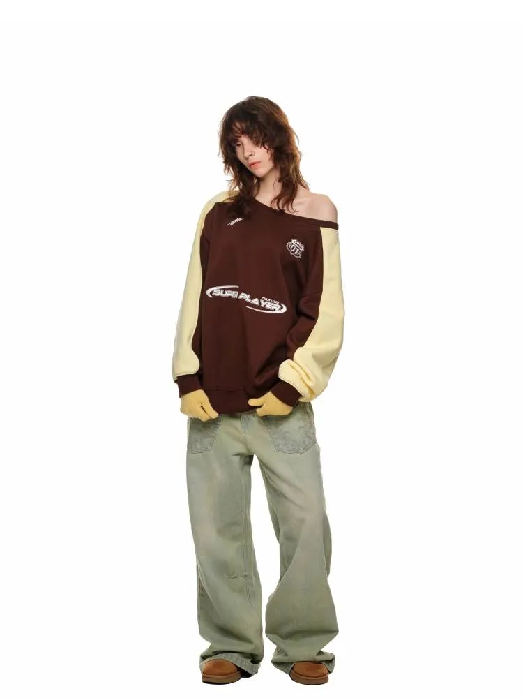 Off-the-shoulder jersey sweatshirt【s0000011412】