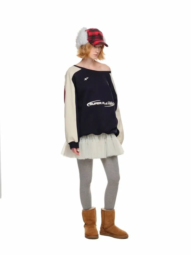 Off-the-shoulder jersey sweatshirt【s0000011412】