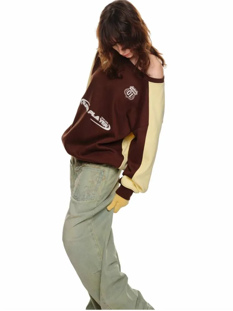 Off-the-shoulder jersey sweatshirt【s0000011412】